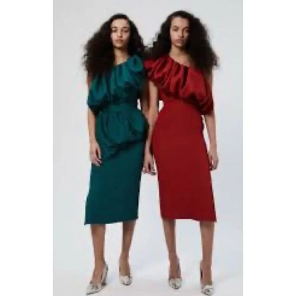 EDELINE LEE One-Shoulder Aurora Dress in Cranberry NWT Size 6